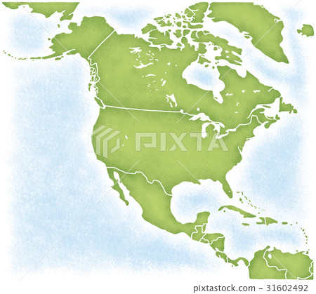 北美洲大陸和周圍的地圖 北美洲大陸和周圍的地圖 31602492