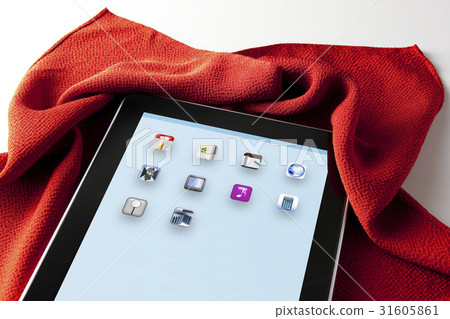 Tablet computer wrapped in a bag Tablet computer wrapped in a bag 31605861