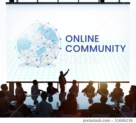 Network connection graphic overlay banner on wall 31606236