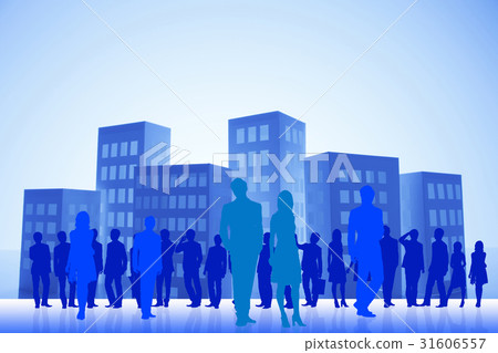Paper buildings and crowd 31606557