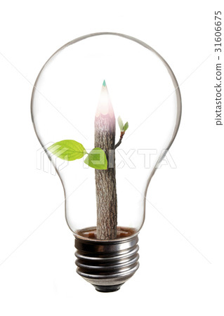 Eco image of light bulb and colored pencil Eco image of light bulb and colored pencil 31606675