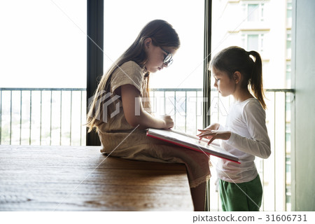 Girls Reading Book Study Concept 31606731