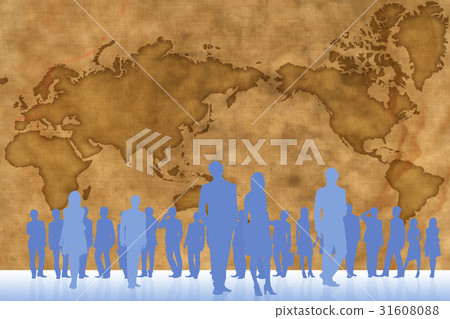 Old map and crowd 31608088