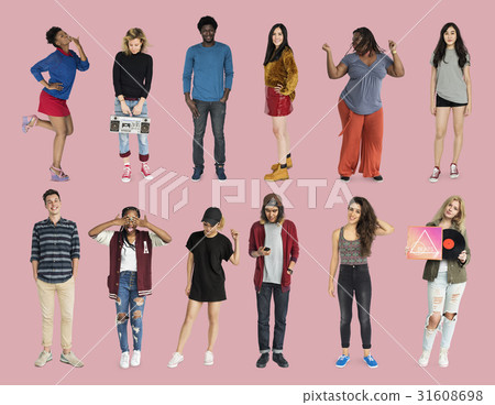 Diversity People Set Gesture Standing Together Studio Isolated Diversity People Set Gesture Standing Together Studio Isolated 31608698