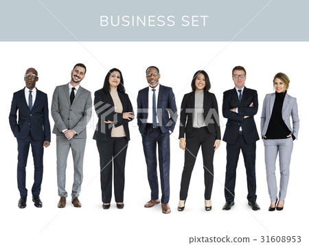 Diverse Career Business People Set Gesture Studio Isolated Diverse Career Business People Set Gesture Studio Isolated 31608953