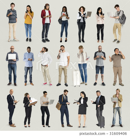 Diverse of People Using Digital Devices Communication Studio Isolated Diverse of People Using Digital Devices Communication Studio Isolated 31609406
