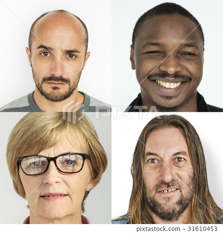 Set of Diversity People Face Expression Emotion Studio Collage 31610453