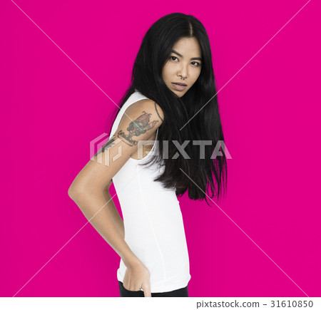 Asian Woman Tattoo Sideview 31610850