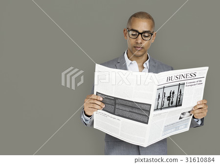 African Descent Business Man Reading Newspaper 31610884