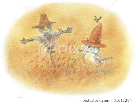 A cat in a straw hat A cat in a straw hat 31611294