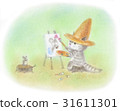 A cat / painter wearing a straw hat 31611301