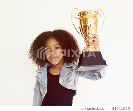 Girl Holding Trophy Winner Success Winner Girl Holding Trophy Winner Success Winner 31611630
