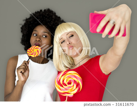 Friends Lollipop Candy Taking Selfie 31611670