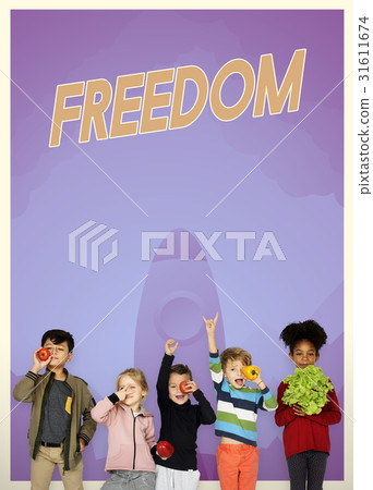 Group of school kids with aspiration word graphic Group of school kids with aspiration word graphic 31611674