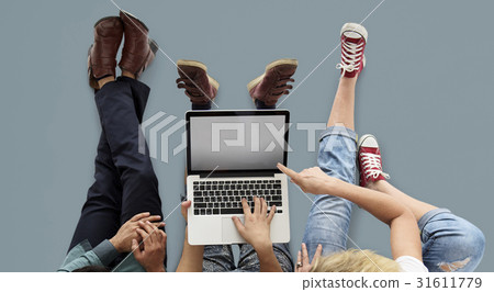 Adult People Use Tablet Mobile Phone Studio 31611779