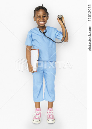 Little girl with doctor dream job smiling 31612083