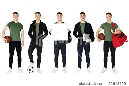 Young Adult Man Sport Player Studio Portrait Isolated 31612359