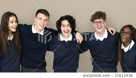 Diverse Group Of Students Standing in a row Diverse Group Of Students Standing in a row 31612436