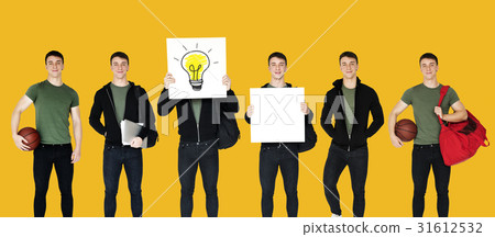 Young Adult Man Sport Player Studio Portrait Isolated 31612532