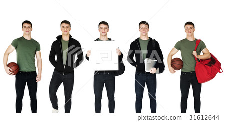 Young Adult Man Sport Player Studio Portrait Isolated 31612644