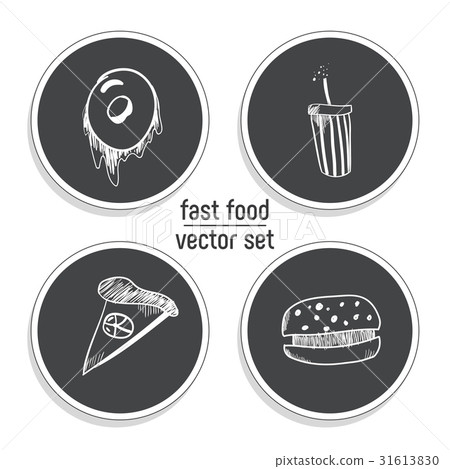 Hand Drawn bakery sticker set. Blackboard Icon 31613830