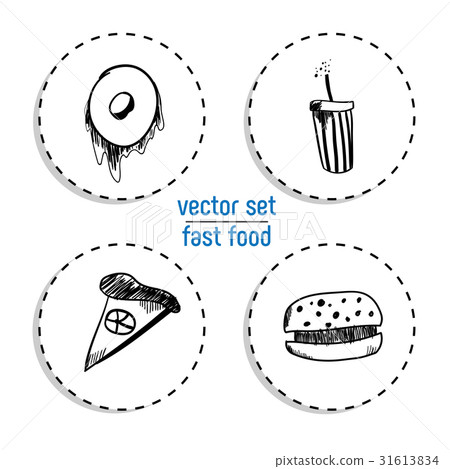 Hand Drawn bakery sticker set. Blackboard Icon 31613834
