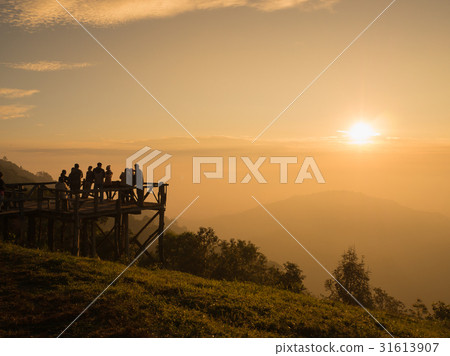 silhouette landscape mountain at view point  31613907
