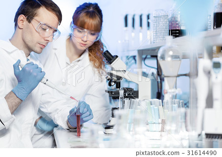 Health care students working in scientific 31614490