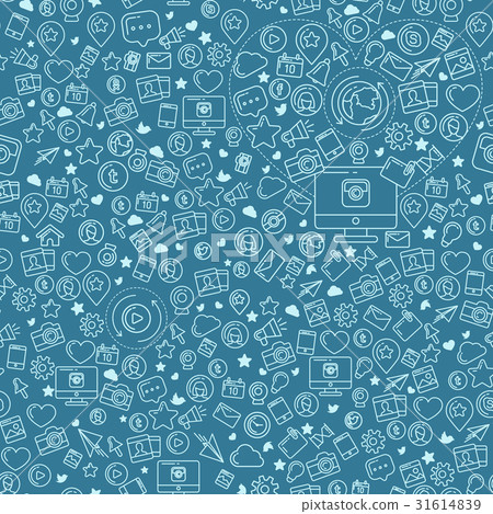 Social Media Blue Seamless Pattern - Stock Illustration [31614839] - PIXTA