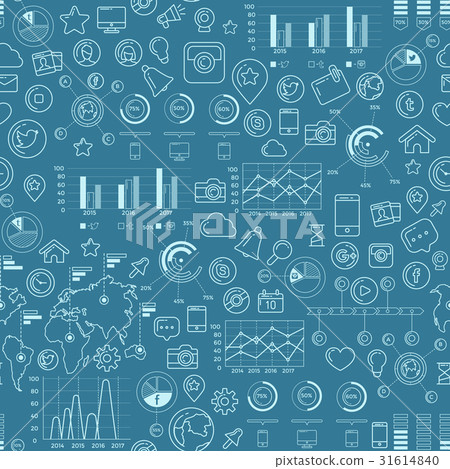 Social Media Blue Seamless Pattern - Stock Illustration [31614840] - PIXTA