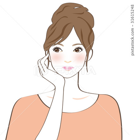 A woman holding her hand on her cheek A woman holding her hand on her cheek 31615248