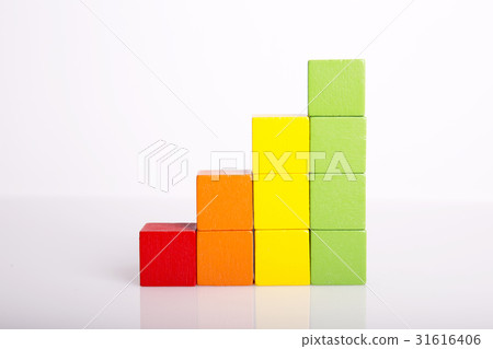 Stacks of multicolored toy blocks Stacks of multicolored toy blocks 31616406