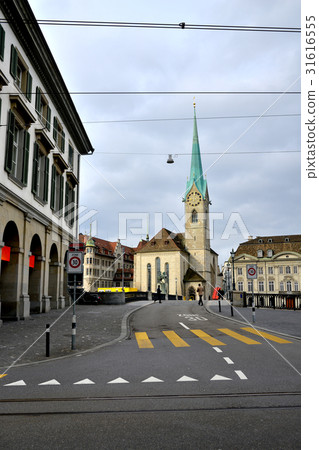Fraumunster church of Zurich in cloudy day 31616555