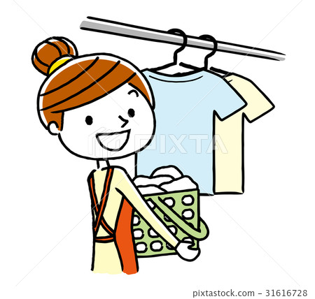 A woman who hangs washing 31616728