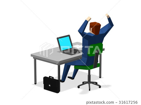 A businessman pleased to see a personal computer 31617256