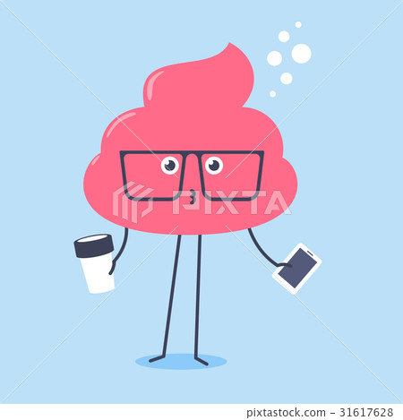 Pink shit holding coffee. 31617628