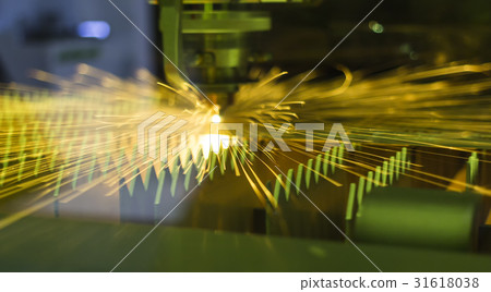 bright sparks from CNC Industrial laser  31618038