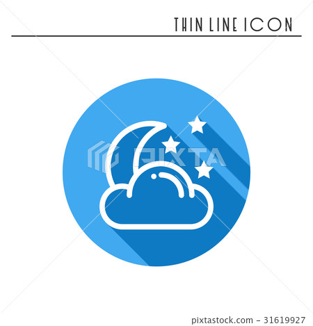 Moon night line simple icon. Weather symbols 31619927