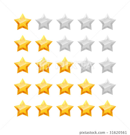 3D five stars rating icon set. 31620561