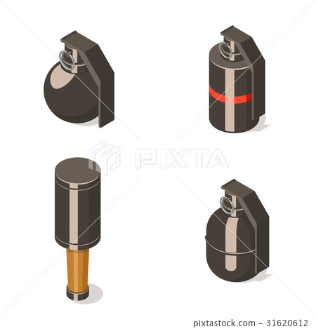 Hand grenades set isolated on white background. 31620612