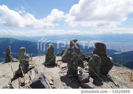 Observation of Ishibashi and Matsumoto Plain from Oga-no-Ohwasano shrine of Shogun's plateau Minehara plateau 31620809