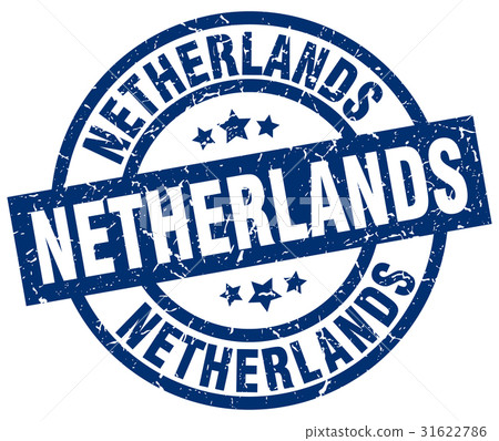 Netherlands blue round grunge stamp 31622786