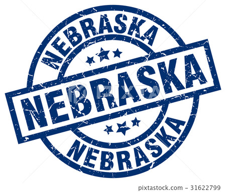 Nebraska blue round grunge stamp 31622799