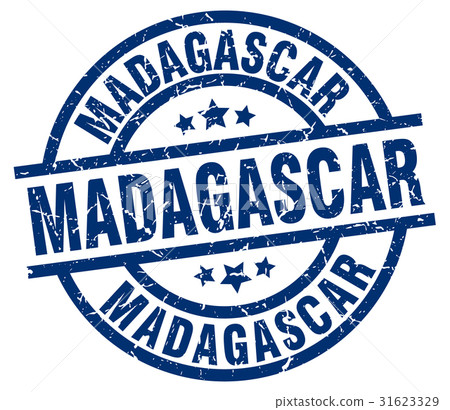 Madagascar blue round grunge stamp Madagascar blue round grunge stamp 31623329