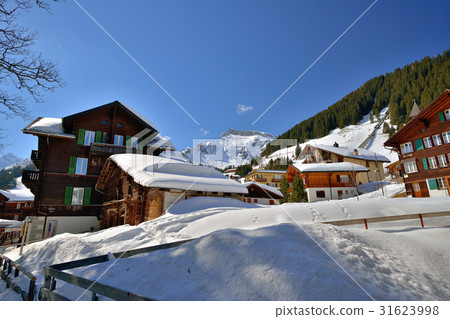 Murren ski village in snow mountain of Interlaken 31623998