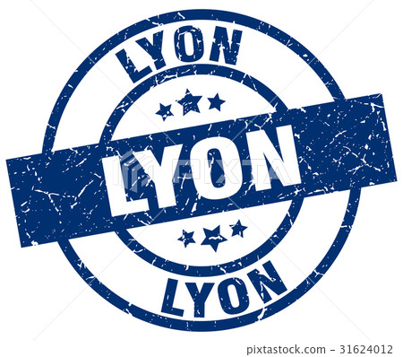 Lyon blue round grunge stamp 31624012