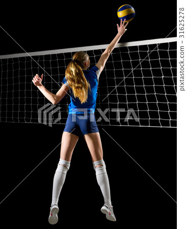 Volleyball player (ver with ball and net) 31625278