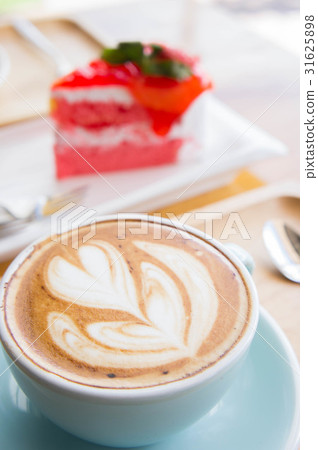coffee heart cup on wood table in coffe shop cafe 31625898