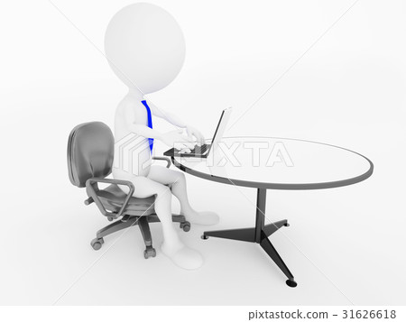 3d business man character sitting in office 31626618