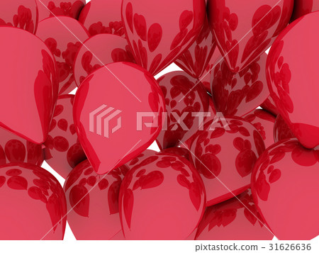 A bunch of red balloons floating. 3d isolated A bunch of red balloons floating. 3d isolated 31626636